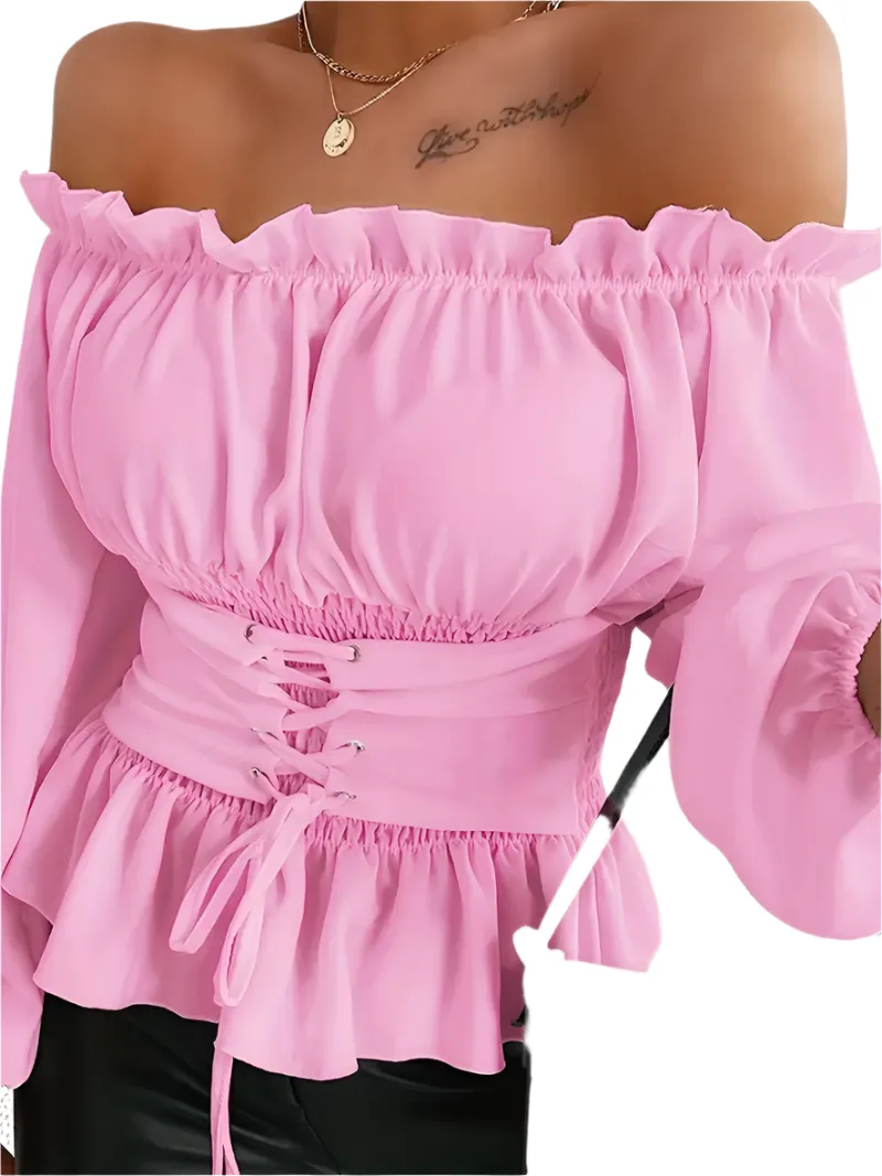 Althea – Elegant Ruffle Trim Blouse for Women