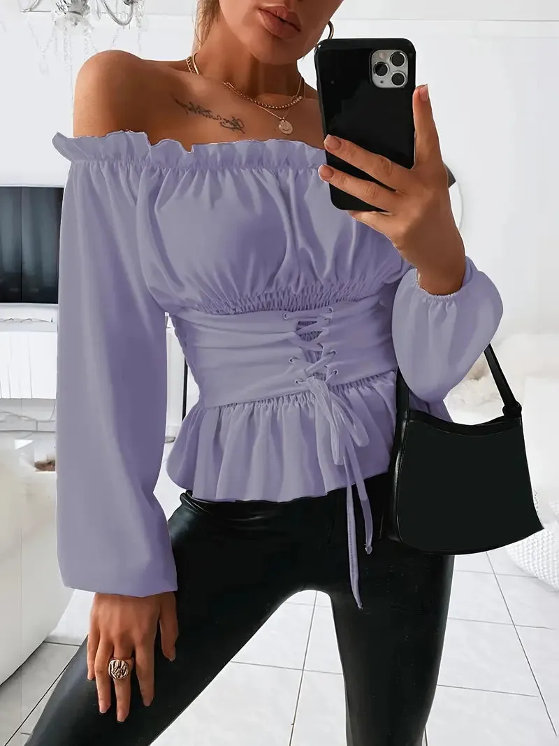 Althea – Elegant Ruffle Trim Blouse for Women
