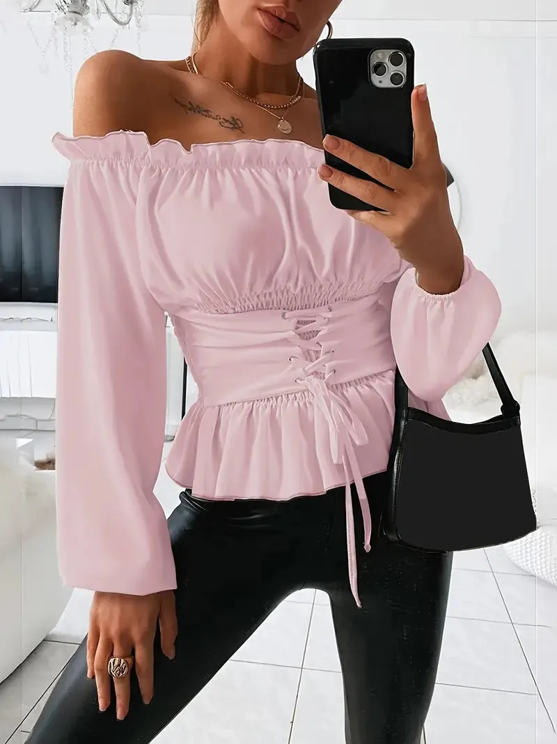 Althea – Elegant Ruffle Trim Blouse for Women