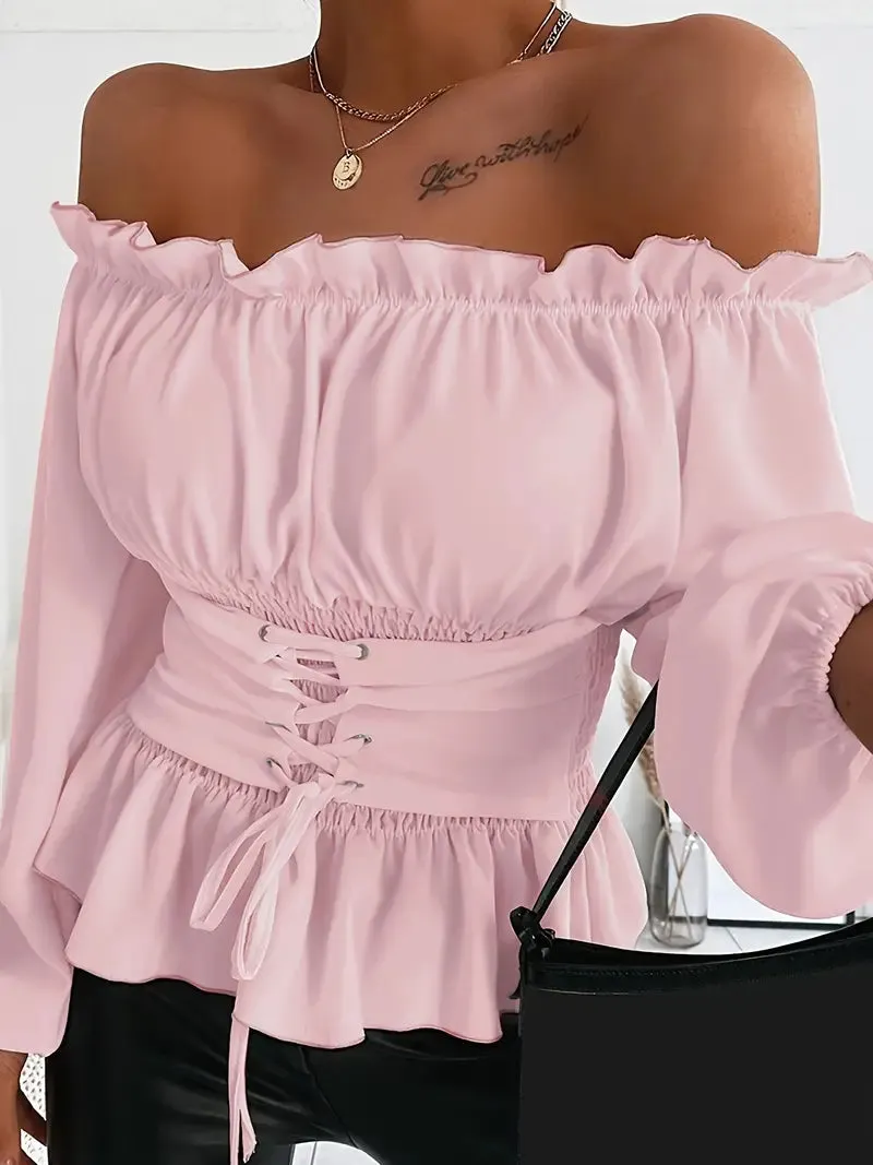 Althea – Elegant Ruffle Trim Blouse for Women