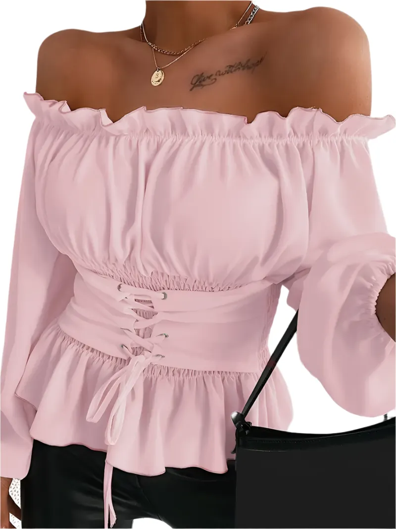 Althea – Elegant Ruffle Trim Blouse for Women