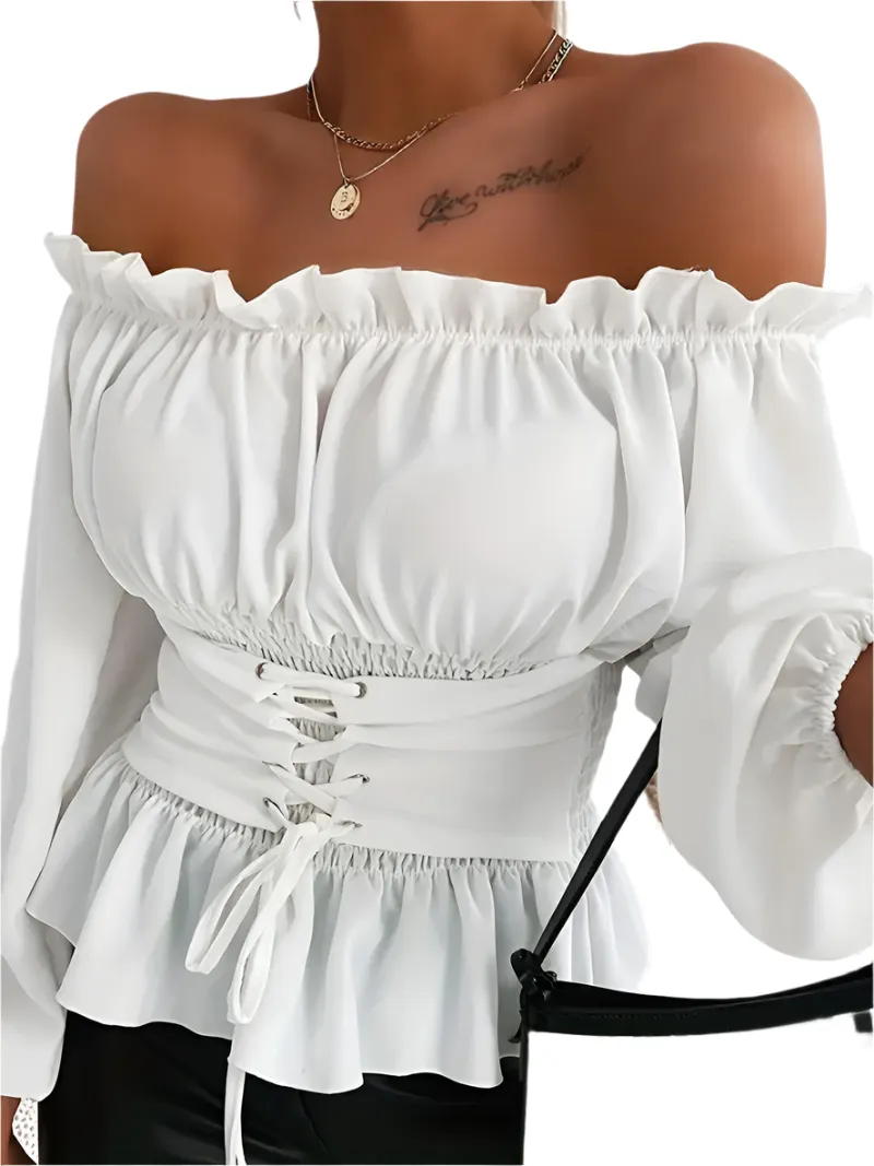 Althea – Elegant Ruffle Trim Blouse for Women