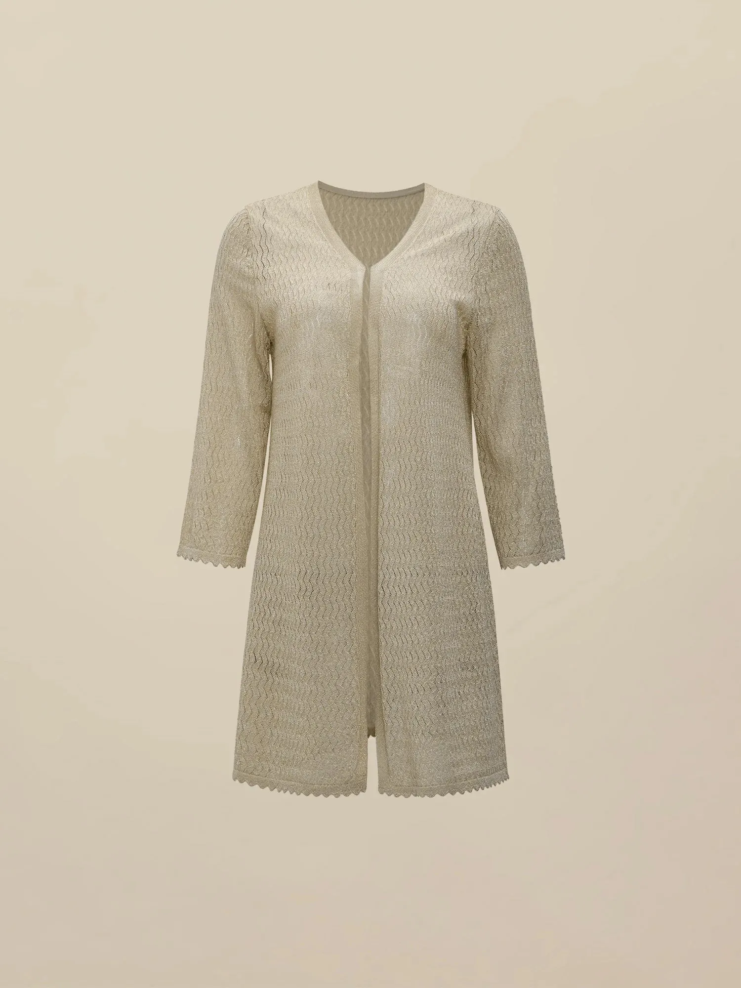 Amoretu Gold Silver Yarn Mid-Sleeve Simple Cardigan