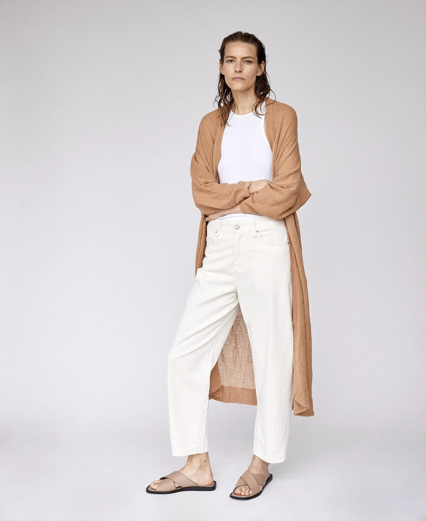 Camel Merino And Alpaca Long Cardigan