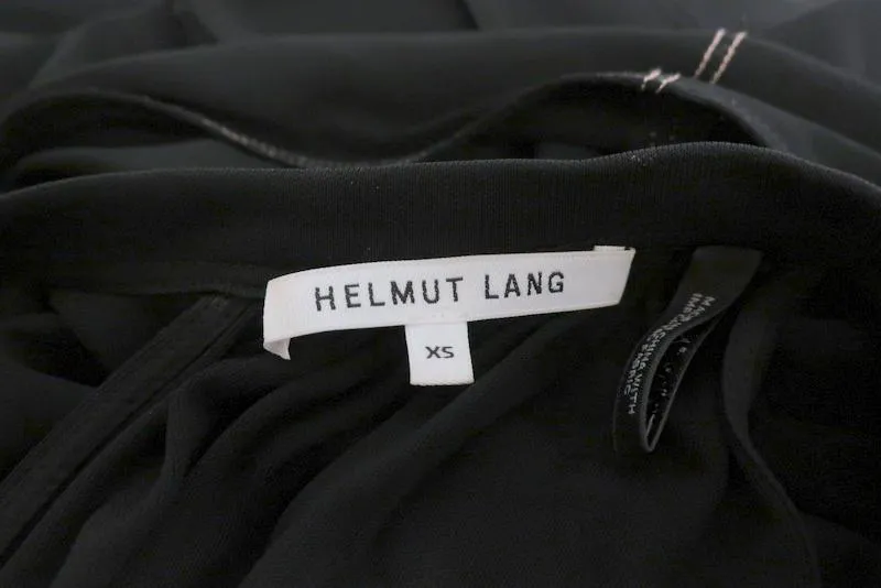 Helmut Lang Dress Black Shirred Jersey Size Extra Small Belted Halter Midi