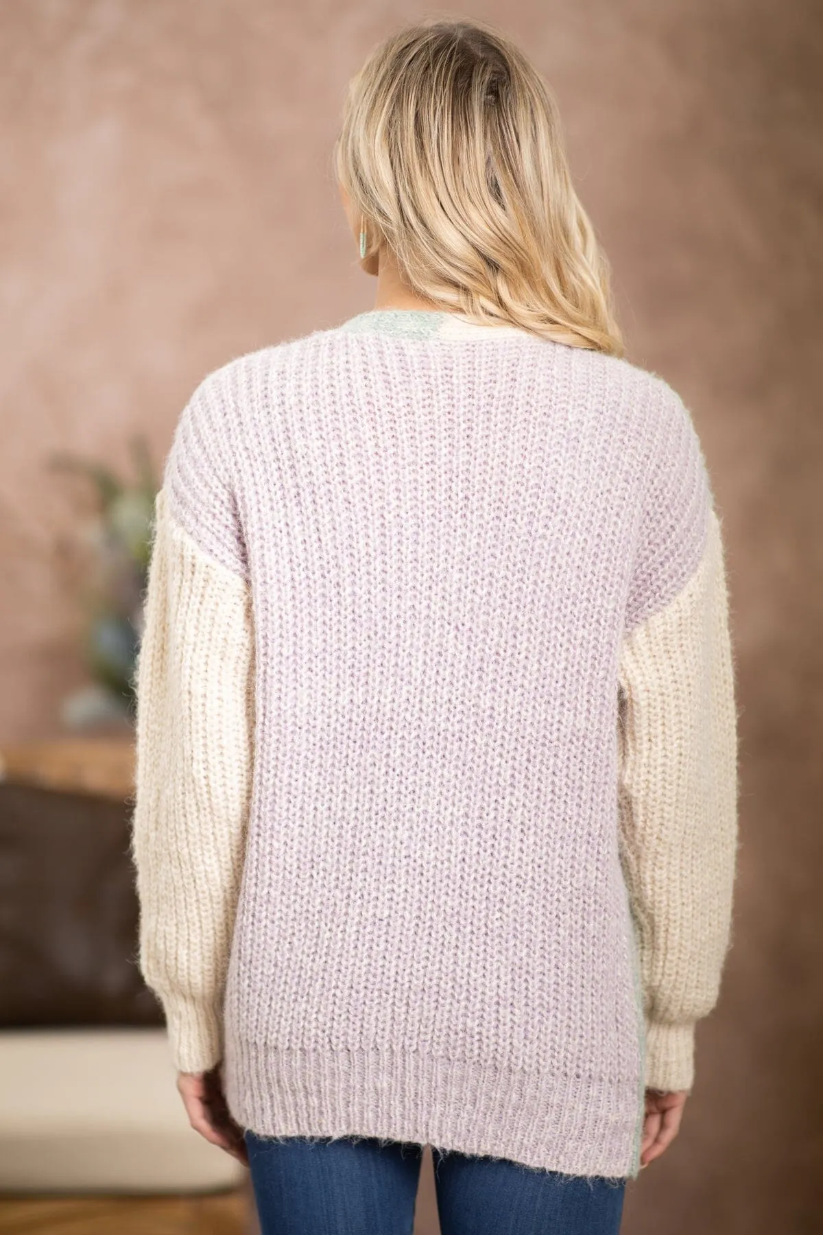Lavender and Sage Colorblock Cardigan