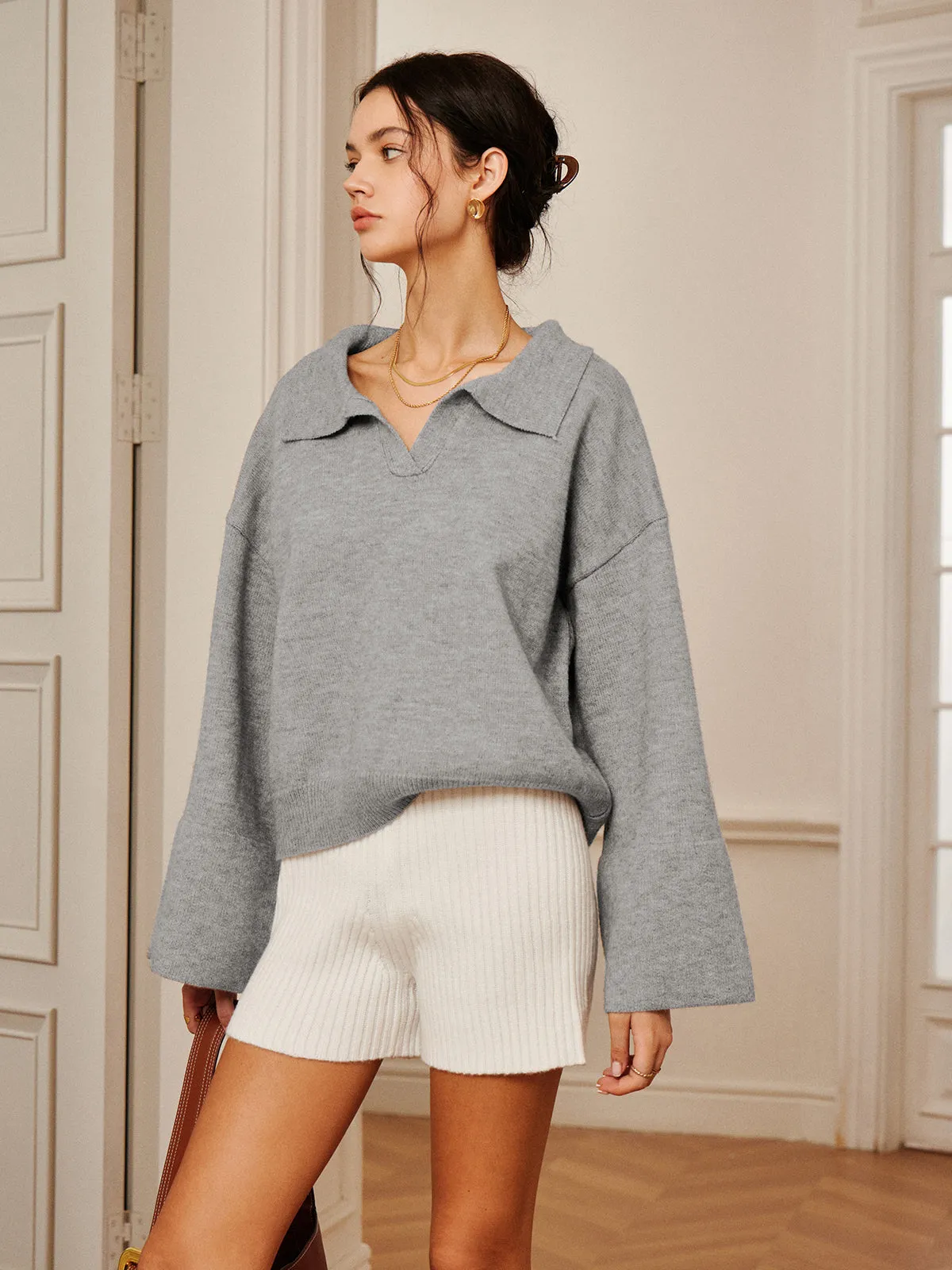 Oversized Collared Knit Sweater | Relaxed Fit | Effortless Style