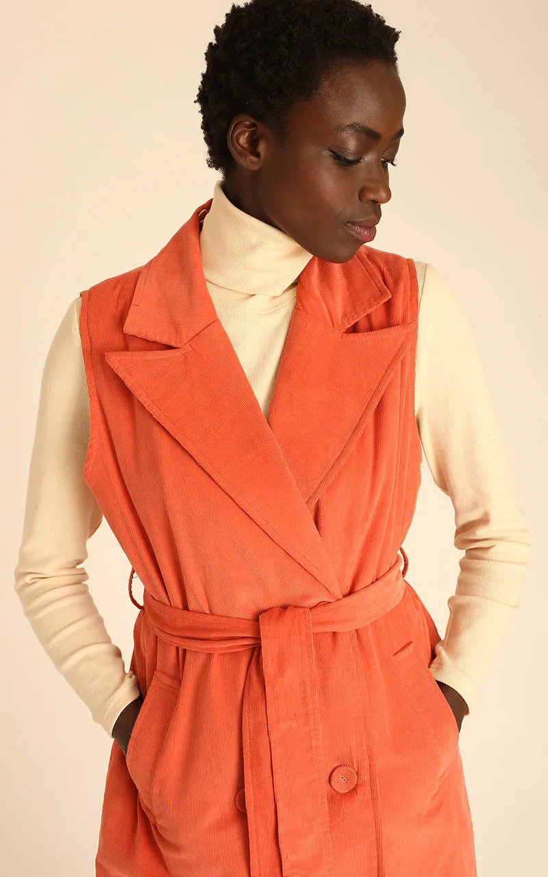 Pepaloves - Long Waistcoat Corduroy Peach