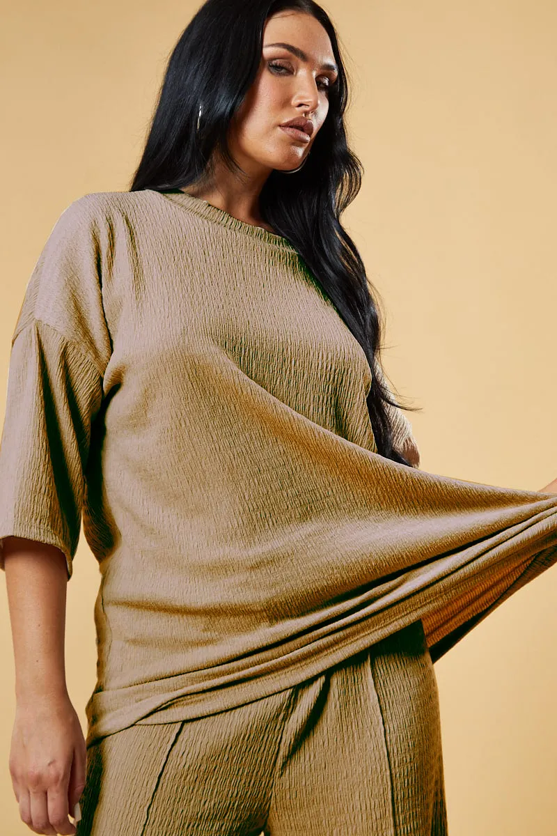 Stone Textured Knit Trousers & Oversized Top Co-ord Set - Cecelia