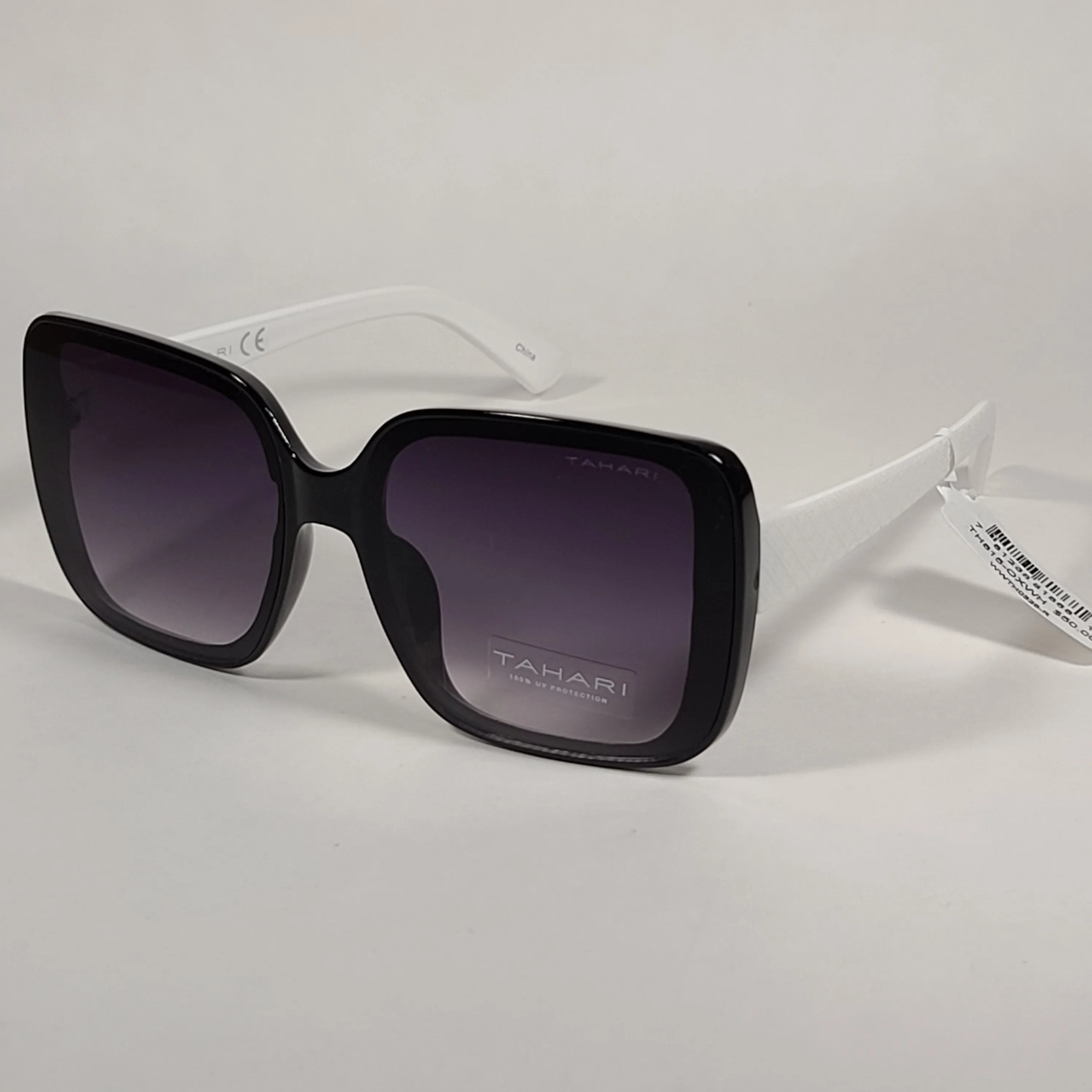 Tahari Butterfly Oversize Sunglasses Black And White Frame Smoke Gradient Lens TH815 OX