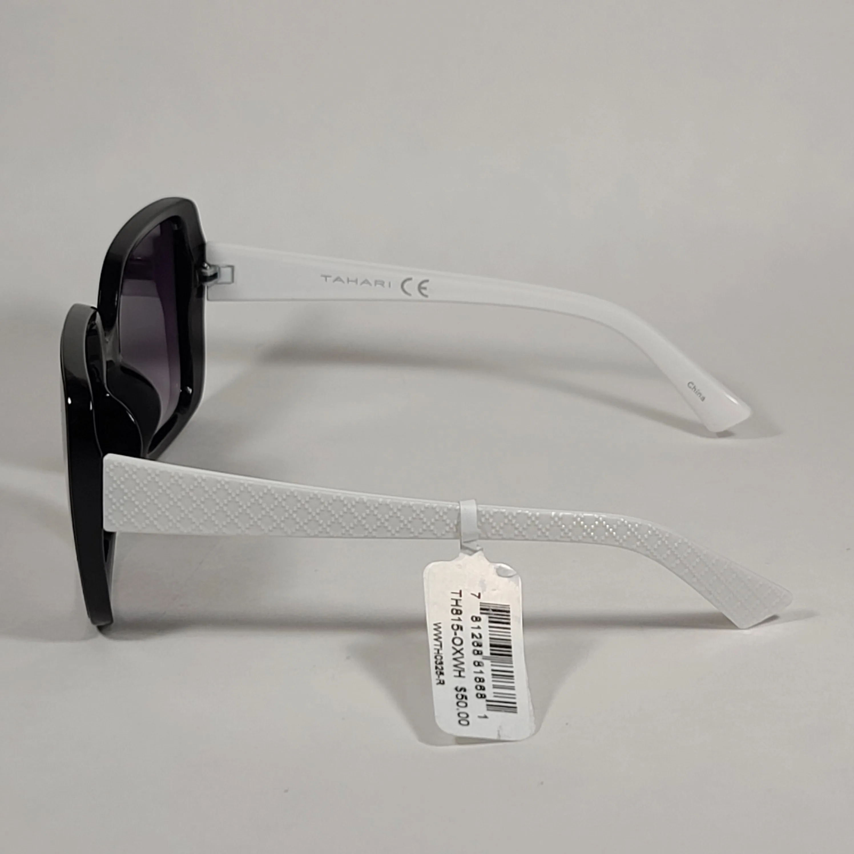 Tahari Butterfly Oversize Sunglasses Black And White Frame Smoke Gradient Lens TH815 OX