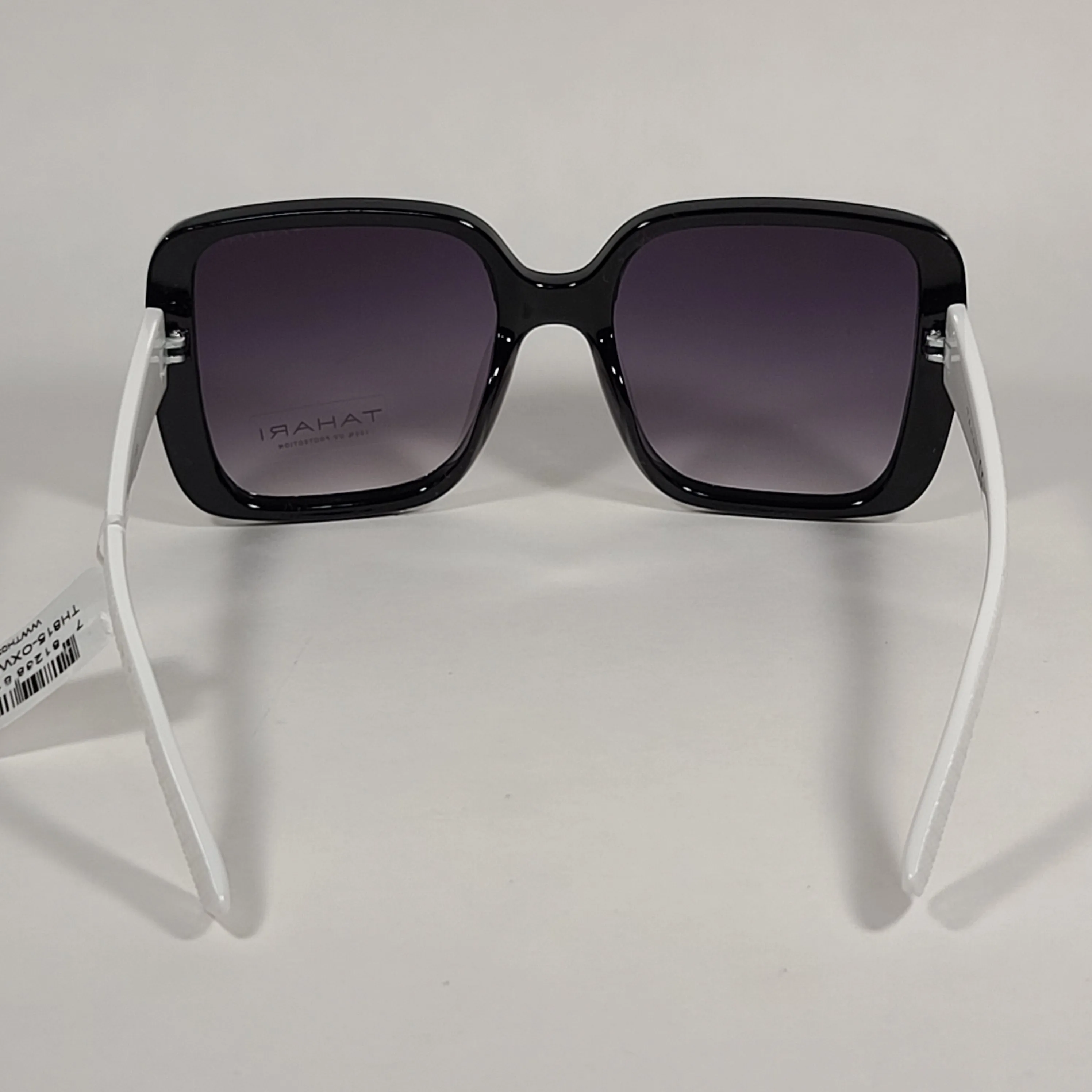 Tahari Butterfly Oversize Sunglasses Black And White Frame Smoke Gradient Lens TH815 OX