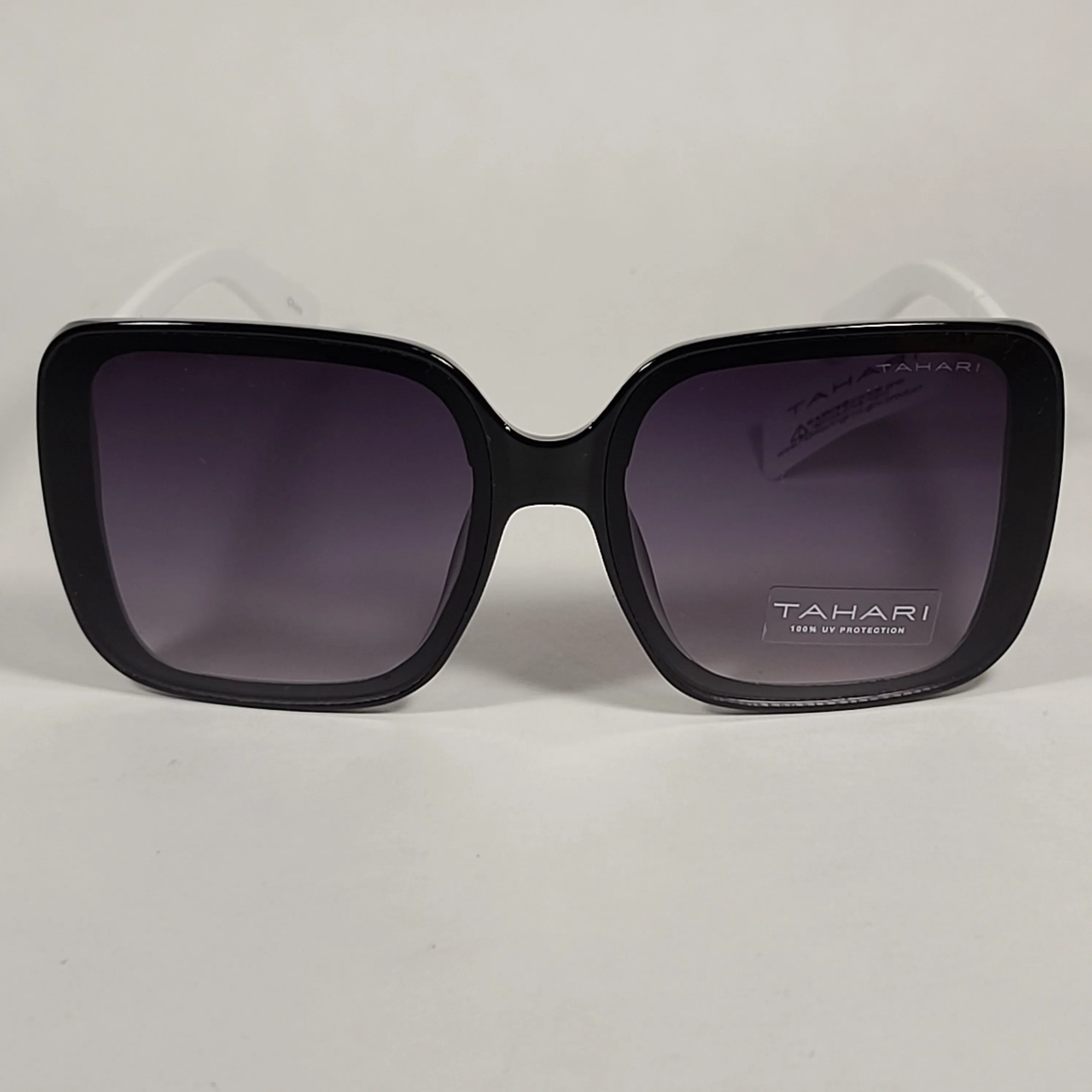 Tahari Butterfly Oversize Sunglasses Black And White Frame Smoke Gradient Lens TH815 OX