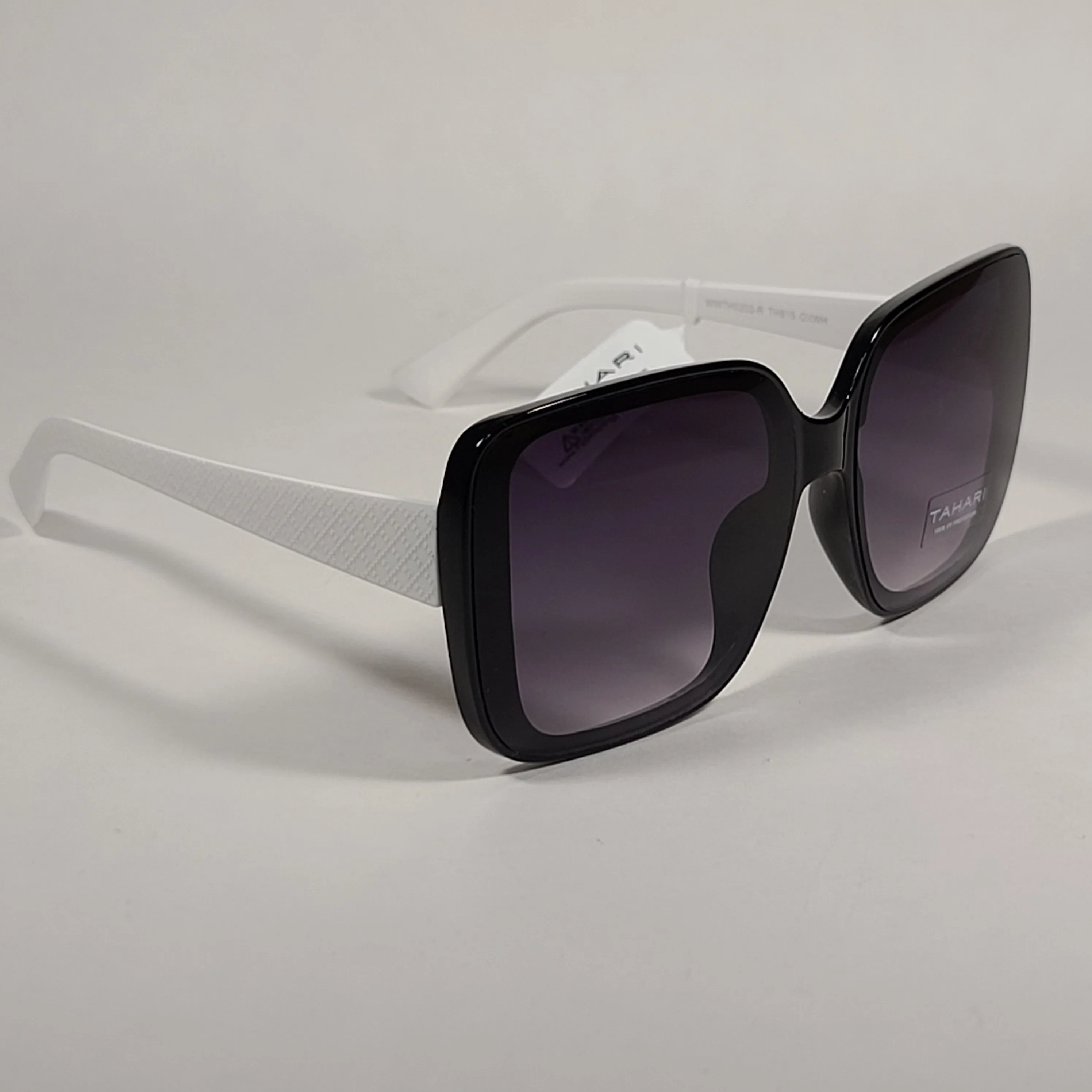 Tahari Butterfly Oversize Sunglasses Black And White Frame Smoke Gradient Lens TH815 OX