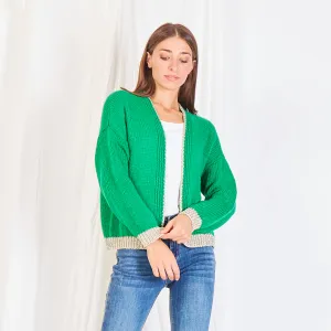 Wholesale knitted cardigan with lamé detail